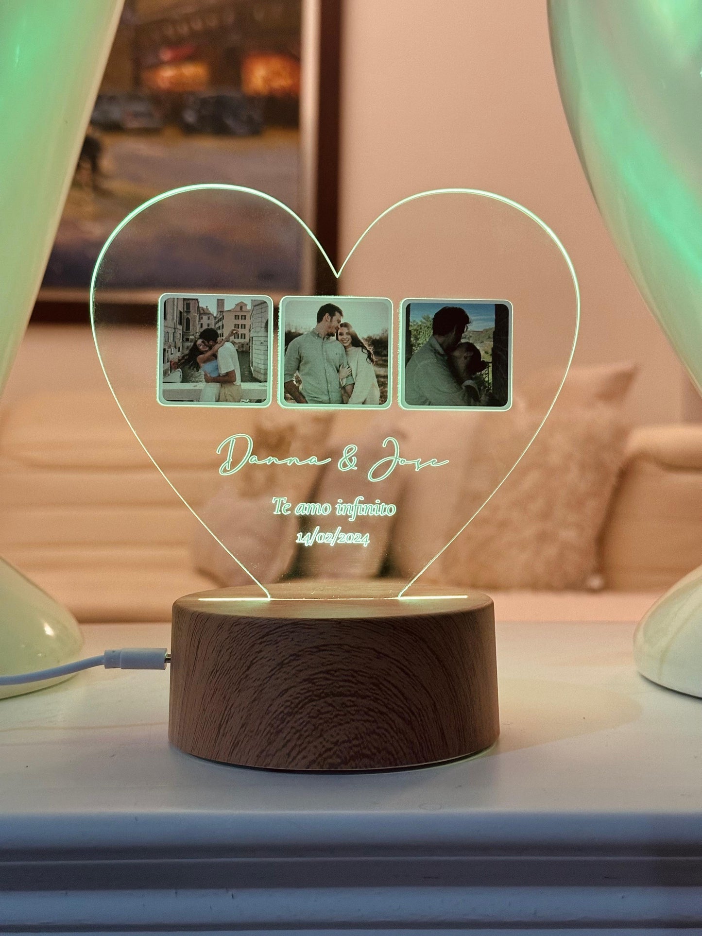 Lámpara corazón 3 fotos